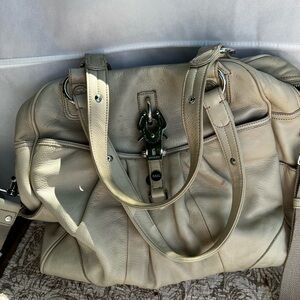 Elegant Cream Leather Women's Bag